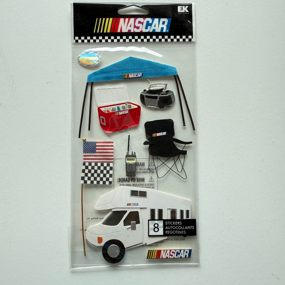 NASCAR EK Success Jolee's Boutique 3D Camper Tailgate Stickers 8pc NASJB03 NEW